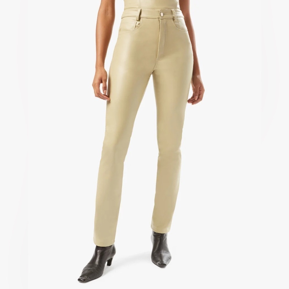 WeWoreWhat Vegan Leather Kickflare Pants Size 25 in Color Oat